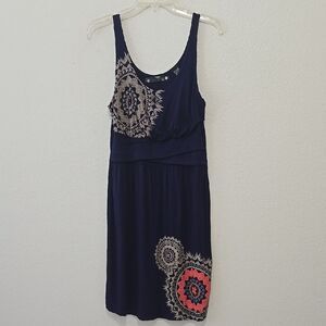 Desigual Blue Silver Embellished Ribbed Sundress medium